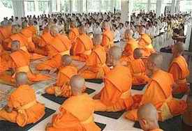 Temple full of monks