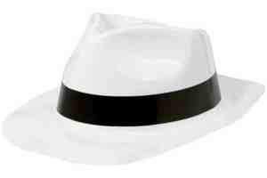 white plastic fedora